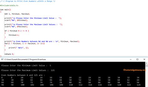 print even numbers in c|C Program To Print Even Numbers From 1 To 100 .
